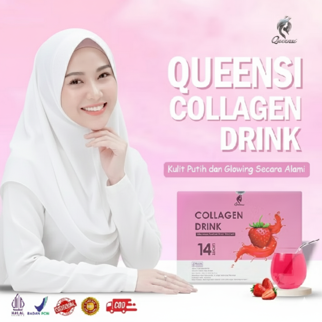 QUEENSI COLLAGEN DRINK, Kulit putih dan Glowing secara alami
